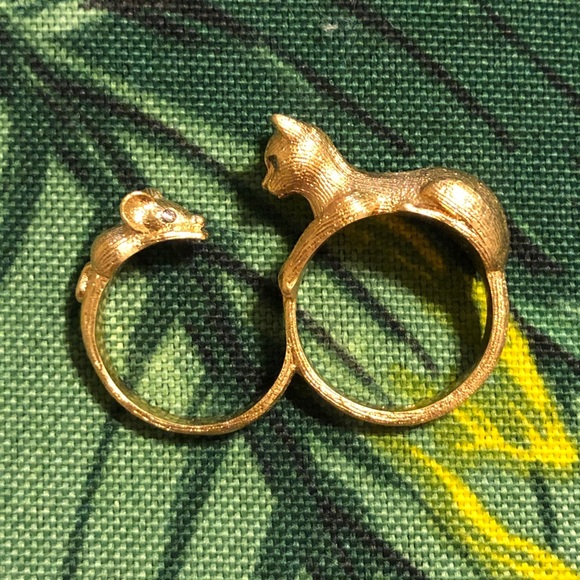 Kate Spade ♠️ Gold House Cat and Mouse Ring Size 7 - Picture 3 of 5